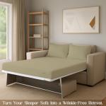 Sleeper Sofa Bed Sheet, 100% Cotton 400 Thread Count, 4 Piece Set, Deep Pocket Fitted Sheet, Soft Wrinkle Free & Breathable, Luxury Hotel Quality, Fits Up to 6 Inch Mattress (Queen, Beige)