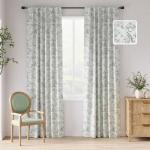 jinchan 95% Blackout Floral Curtains 84 Inches Long, Printed Flower Sage Green Blackout Curtain for Bedroom Rod Pocket Back Tab Blackout Curtains Thermal Insulated Window Drapes, 2 Panels