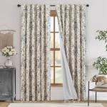jinchan Blackout Linen Blend Curtain Floral Blackout Curtains for Living Room 84 Inch Length Black Printed with Lined Blackout Curtain for Bedroom Farmhouse Curtains Set 2 Panels