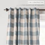 Elrene Home Fashions Farmhouse Living Grainger Buffalo-Check Blackout Window Curtain, Living Room and Bedroom Drape with Rod Pocket Tabs, 52" x 84", Chambray, 1 Panel