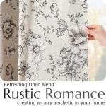 jinchan Blackout Linen Blend Curtain Floral Blackout Curtains for Living Room 84 Inch Length Black Printed with Lined Blackout Curtain for Bedroom Farmhouse Curtains Set 2 Panels