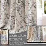 jinchan Blackout Linen Blend Curtain Floral Blackout Curtains for Living Room 84 Inch Length Black Printed with Lined Blackout Curtain for Bedroom Farmhouse Curtains Set 2 Panels