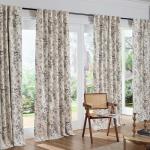jinchan Blackout Linen Blend Curtain Floral Blackout Curtains for Living Room 84 Inch Length Black Printed with Lined Blackout Curtain for Bedroom Farmhouse Curtains Set 2 Panels