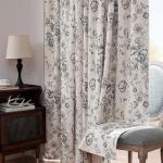 jinchan Blackout Linen Blend Curtain Floral Blackout Curtains for Living Room 84 Inch Length Black Printed with Lined Blackout Curtain for Bedroom Farmhouse Curtains Set 2 Panels