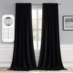 MIULEE Back Tab Blackout Curtains 120 Inch Long 2 Panels Set for Living Room Bedroom Privacy, Halloween Black Rod Pocket/Pinch Pleated Extra Long Thermal Insulated Room Darkening Light Blocking Drapes