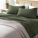 Andency King Size Sheets Set 4 Pieces, Dark Olive Green Super Soft Sheets for King Size Bed, Microfiber King Sheet, Deep Pocket Up to 16", Hotel Luxury Breathable & Cooling Bed Sheet Set