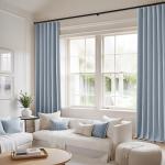 MIULEE 100% Blackout Curtains 84 Inch Long 2 Panels Set for Bedroom, Thick Faux Linen Black Out Curtain Room Darkening Back Tab Pleat Window Textured Drapes with Hooks for Living Room, Chambray Blue