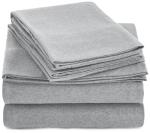 Amazon Basics 4 Piece Bed Sheet Set, 100% Cotton Jersey, Includes Super Soft, Flat and Fitted Sheets, Pillowcase, Queen, Light Gray, Solid