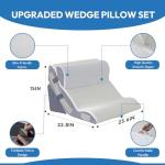 Ahpmeoa 3PCS Wedge Pillow Set for After Surgery, Back Pillow for Bed Sitting up, 10-in-1 Foam Wedge Pillow for Acid Reflux & Back Pain Relief, Post Surgery Pillow for GERD & Snoring, White
