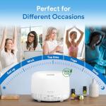 ASAKUKI Essential Oil Diffuser 500ml, Ultrasonic Aromatherapy Humidifier with Remote Control, 7 LED Colors, Timer & Auto-Off, Large Room Diffuser (White)