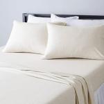 Amazon Basics Cotton Jersey 4-Piece Soft, Breathable, Wrinkle-Free Bed Sheet Set, Queen, Oatmeal, Solid