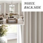 QJmydeco Black Out 96 Inch Long Boho Curtains 2 Panel Set, Farmhouse Curtains for Living Room Darkening/Thermal/Noise Reduction Textured Flax Linen Drape 8ft Hook&Ring Included Birch Off White 50"x96"