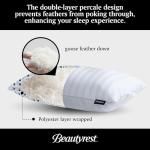Beautyrest Luxury Goose Feathers Soft Pillows, 500 Thread Count Cover 20”x28”, Queen (Pack of 2), Supportive Fluffy Hotel Collection Bed Pillows for Side and Back Sleepers