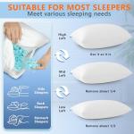 UYWO Cooling Pillows Queen Size Set of 2, Memory Foam Pillows with Zipper, Firm Bed Pillows Adjustable for Hot Side Back Stomach Sleepers