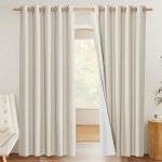 NICETOWN Farmhouse Style 100% Blackout Natural Linen Curtains 90 inches Length, 2 Panels, 62" W, Room Cooling Window Draperies with Thermal Insulated Liners for Dining Room