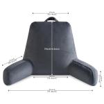 OAISZ Reading Pillow for Sitting in Bed Adult, 19" Reading Pillow with Shredded Memory Foam, Back Pillow for Sitting Up with Extend Arms, Pockets, Bed Pillow with Washable Cover, Grey