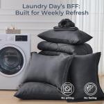 HEVUMYI 7 Pieces Queen Comforter Set, All Season Reversible Bed in a Bag, Ultra Soft Queen Bedding Set with Grey Comforter, Flat Sheet, Fitted Sheet, Pillowcases, Pillow Shams, Dark Grey