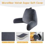 OAISZ Reading Pillow for Sitting in Bed Adult, 19" Reading Pillow with Shredded Memory Foam, Back Pillow for Sitting Up with Extend Arms, Pockets, Bed Pillow with Washable Cover, Grey