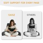 OAISZ Reading Pillow for Sitting in Bed Adult, 19" Reading Pillow with Shredded Memory Foam, Back Pillow for Sitting Up with Extend Arms, Pockets, Bed Pillow with Washable Cover, Grey