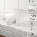URBANHUT 1000 Thread Count 100% Cotton Damask Queen Size Sheets, Long Staple 4 Piece Striped Bedsheet, Luxury Hotel Sateen Weave - Soft & Breathable, Better Than Egyptian, 16" Deep Pocket - White