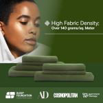 DOZ Sheet Set, 100% Viscose derived from Bamboo, Organically Grown, Buttery Soft, Cooling Sheets, High GSM, Deep Pockets - 3 Piece - 2 Pillowcases 1 Fitted Sheet (Forest, Queen)