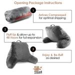 Nestl Reading Pillow with Shredded Memory Foam, Designed for Sitting Up in Bed and Couch, Back and Arms Adjustable Support for Adult & Teens Backrest Pillows for Reading, with Washable Cover Dark Grey