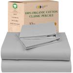 California Design Den Queen Bed Sheets - Soft 100% Organic Cotton Sheets with Deep Pockets, Crisp Percale, Breathable and Durable Bedding Set - Light Grey