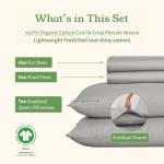 California Design Den Queen Bed Sheets - Soft 100% Organic Cotton Sheets with Deep Pockets, Crisp Percale, Breathable and Durable Bedding Set - Light Grey