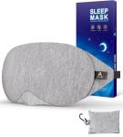 Mavogel Cotton Sleep Eye Mask - Updated Design Light Blocking with Adjustable Nose Bridge, Soft and Comfortable Night Eye Mask for Men Women, Eye Blinder for Shift Work, Includes Travel Pouch, Grey