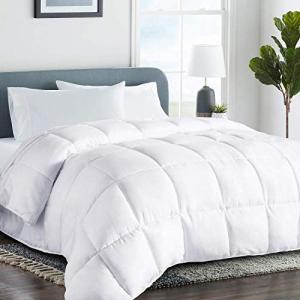 COHOME Quilted Oversized Queen Size Comforter - All-Season Down Alternative Duvet Insert - Luxury Hotel Winter Warm White Comforter with Anti-Clump Tech & 8 Tabs - Reversible（98"x98"）