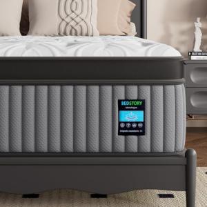 BedStory Extra Firm Queen Mattress 14 Inch, Deep Sleep Hybrid Mattresses 7-Zone Pain Relief - Extra Firm Bed in a Box - Fiberglass Free, CertiPUR-US Certified, 365-Night Trial, Forever Warranty