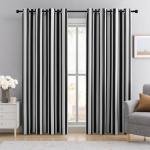 BOHOMOCASA 100% Blackout Curtains – Black and White Pinstripe Blackout Curtains, Thermal Insulated & Noise Reducing Window Panels, Energy Saving Modern Striped Drapes, 2 Panels, Each W52×L63