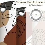 Xiazhilaio Blackout Curtains 2 Panels - Boho & Mid Century Modern Drapes with Abstract Tropical Leaf Pattern, Light Blocking Thermal Insulated Window Treatments for Bedroom Living Room, 52Wx84L