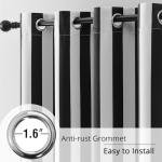 BOHOMOCASA 100% Blackout Curtains – Black and White Pinstripe Blackout Curtains, Thermal Insulated & Noise Reducing Window Panels, Energy Saving Modern Striped Drapes, 2 Panels, Each W52×L63