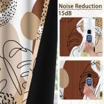 Xiazhilaio Blackout Curtains 2 Panels - Boho & Mid Century Modern Drapes with Abstract Tropical Leaf Pattern, Light Blocking Thermal Insulated Window Treatments for Bedroom Living Room, 52Wx84L