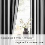 BOHOMOCASA 100% Blackout Curtains – Black and White Pinstripe Blackout Curtains, Thermal Insulated & Noise Reducing Window Panels, Energy Saving Modern Striped Drapes, 2 Panels, Each W52×L63