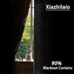 Xiazhilaio Blackout Curtains 2 Panels - Boho & Mid Century Modern Drapes with Abstract Tropical Leaf Pattern, Light Blocking Thermal Insulated Window Treatments for Bedroom Living Room, 52Wx84L