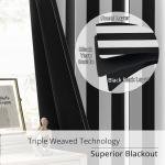 BOHOMOCASA 100% Blackout Curtains – Black and White Pinstripe Blackout Curtains, Thermal Insulated & Noise Reducing Window Panels, Energy Saving Modern Striped Drapes, 2 Panels, Each W52×L63