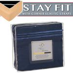 Clara Clark 1800 Series Bed Sheet Sets - Stay fit on Mattress with Elastic Straps at Corners - Queen, Navy Blue