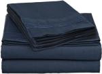 Clara Clark 1800 Series Bed Sheet Sets - Stay fit on Mattress with Elastic Straps at Corners - Queen, Navy Blue