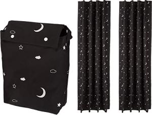 Amazon Basics Portable Blackout Curtain Shade with Suction Cups, 50" W x 78"L, 2-Pack, Moon and Stars