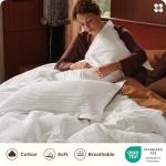 Bedsure Cotton Duvet Cover Queen - 100% Cotton Waffle Weave Coconut White Duvet Cover Queen Size, GentleSoft™ and Breathable Bedding Set for All Season, 3 Pieces, 90"x90"