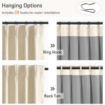 100% Blackout Shield Linen Pinch Pleated Curtains, Blackout Curtains 96 Inch Long 2 Panel Set, Pleated Drapes with Hooks for Bedroom & Living Room, 40" W x 96" L, Cream