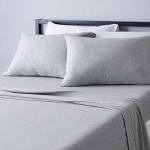 Amazon Basics 4 Piece Bed Sheet Set, 100% Cotton Jersey, Includes Super Soft, Flat and Fitted Sheets, Pillowcase, Full, Light Gray, Solid