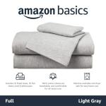 Amazon Basics 4 Piece Bed Sheet Set, 100% Cotton Jersey, Includes Super Soft, Flat and Fitted Sheets, Pillowcase, Full, Light Gray, Solid