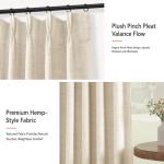 100% Blackout Shield Linen Pinch Pleated Curtains, Blackout Curtains 96 Inch Long 2 Panel Set, Pleated Drapes with Hooks for Bedroom & Living Room, 40" W x 96" L, Cream