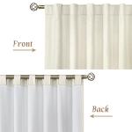 LAMIT Ivory 100% Blackout Linen Curtains, 84 Inch Linen Textured Living Room Farmhouse Curtains Room Darkening Back Tab and Rod Pocket Burlap Neutral Panels with White Liner, 2 Panels, 52 x 84 Inch