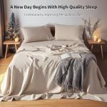 LBRO2M 100% Linen Sheet Set Queen Size, Bed Sheets 4 Piece Sets, Solid Color Natural Flax Bed Sheets Soft Breathable Bedding,16" Deep Pocket,All Season (Queen, Linen)