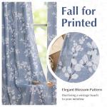 FMFUNCTEX 100% Blackout Floral Curtains for Bedroom, Blue Curtains 84 inches Long Blossom Flower Patterned for Living Room,Thermal Insulated Farmhouse Drapes, Grommet Top 2 Panels (White on Blue)