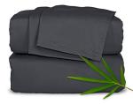 Pure Bamboo King Sheets, Genuine 100% Organic Viscose Derived from Bamboo Bed Sheet Set, Luxuriously Soft & Cooling, Double Stitching, 2 Year Quality Promise (King, Charcoal)